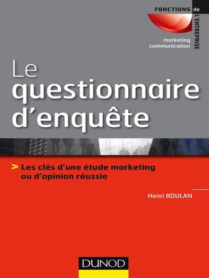 cover image of Le questionnaire d'enquête